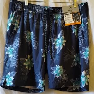 Hurley Men's Tropical Floral Board Shorts - Black and Blue